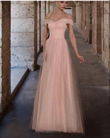 prom dress 2020 pink cap sleeve floor length chiffon tulle sweetheart women party gowns formal gorgeous custom made pleat cheap
