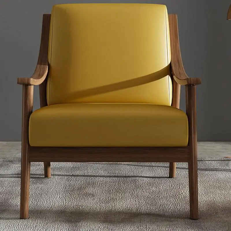 Деревянный Одноместный Диван-стул простой современный кожаный стул для отдыха