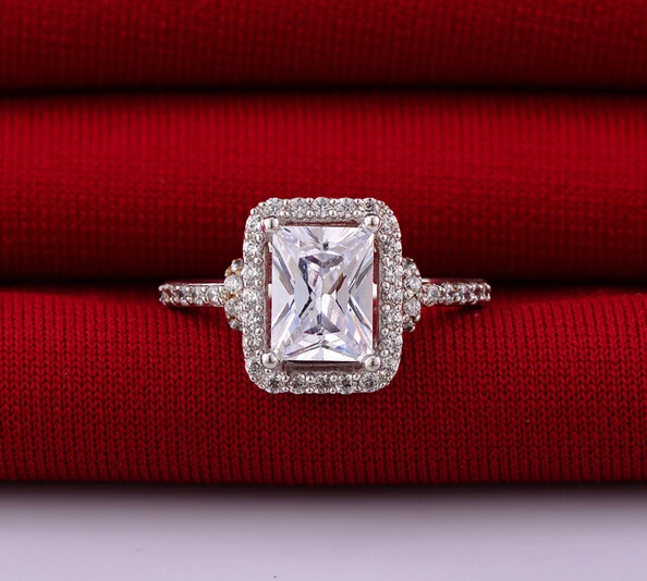3 карата блестящее кольцо принцессы NSCD с искусственным бриллиантом обручальное