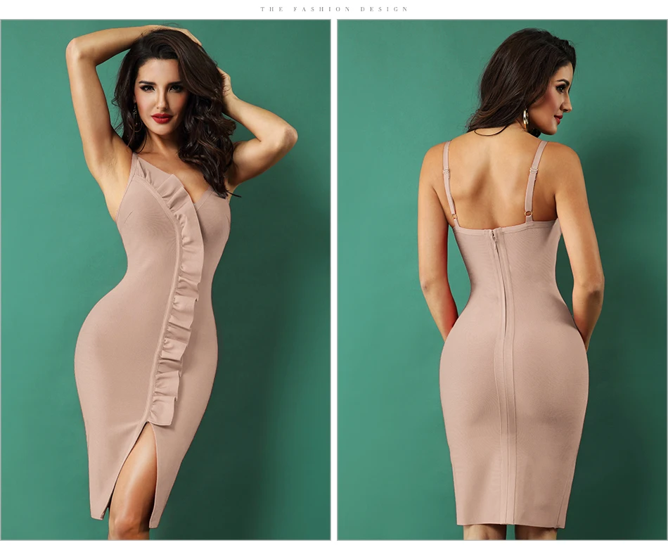 Adyce женское летнее облегающее Бандажное платье Vestidos элегантное красное обнаженное с оборками на тонких бретелях Клубное платье вечерние платья знаменитостей