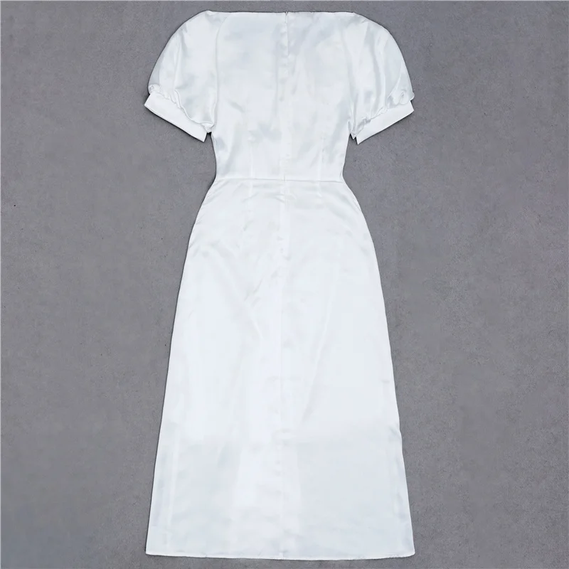 

Bevenccel High Quality Women's Summer Maxi Dress Elegant Short Sleeve V Neck Draped Bodycon A Line Celebrity Runway Party Dress