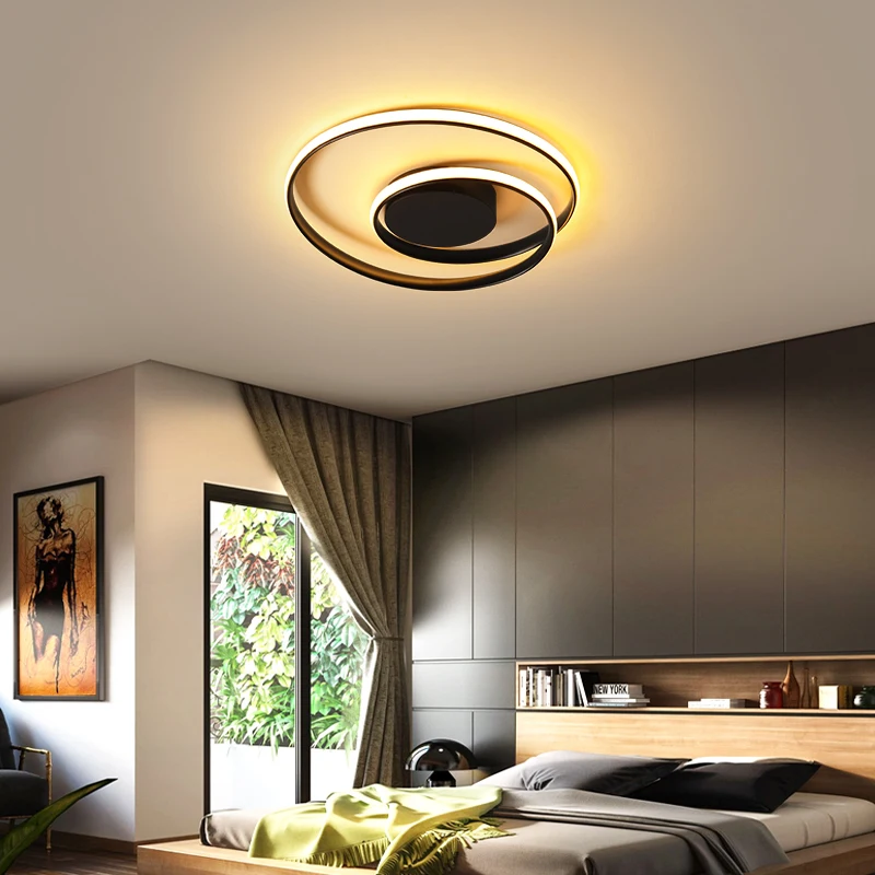 Modern Led Chandelier Lights Simple Lighting For Living Bedroom Study Room White Black Indoor Lamps Fixtures Dimmable AC90-260V