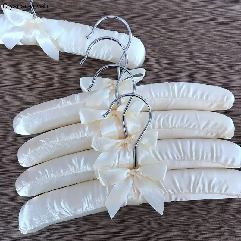 Атласная подвесная вешалка 25 см 15 шт. шелковая обернутая для одежды с серебристым