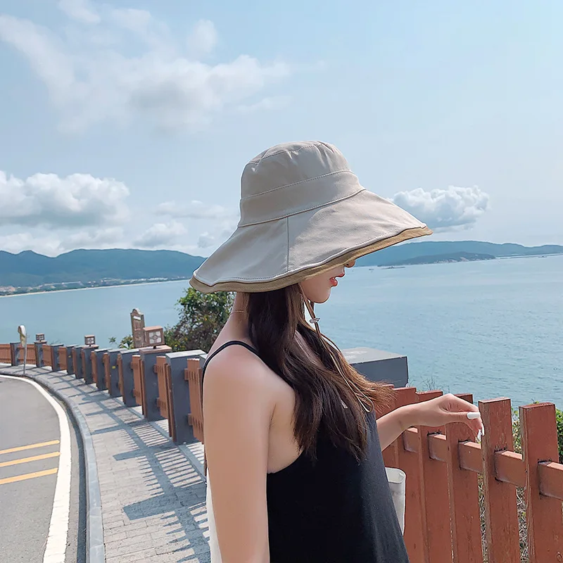 

2021 New Brand Women Sun Hat Summer Hat Folding Sunscreen Anti-UV Big Summer Biking Beach Hat Fashion Sun Hat