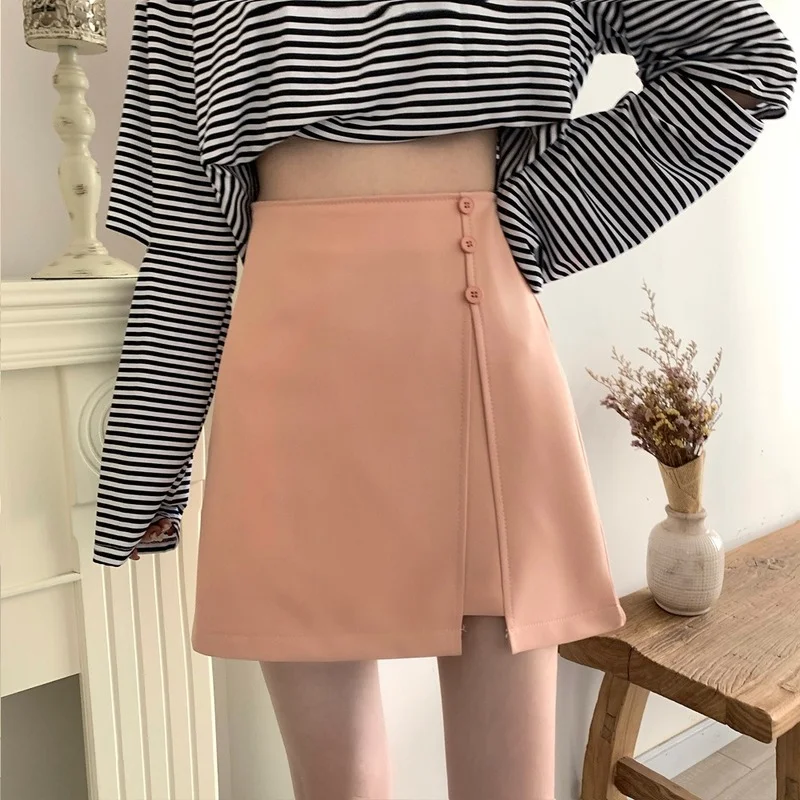 

4 Colors Fashion Women Spring Summer High Waist Irregular A-line Skirts Korean Style Harajuku Split Short Skirts for Women
