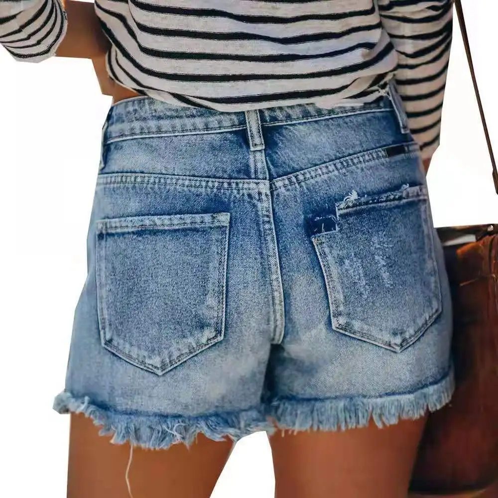 

Summer women's jeans casual tassel ripped shorts women