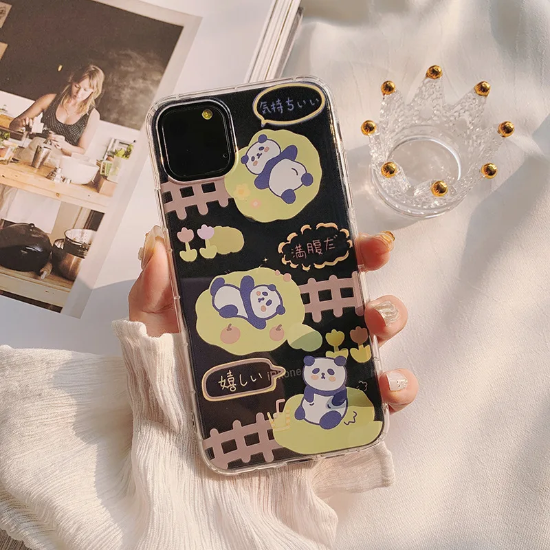 

Funny Anime panda animal cute Phone case for iPhone 11 Pro MAX X XS XR case silicone cover for coque iPhone 7 7 Plus 8 Plus Case