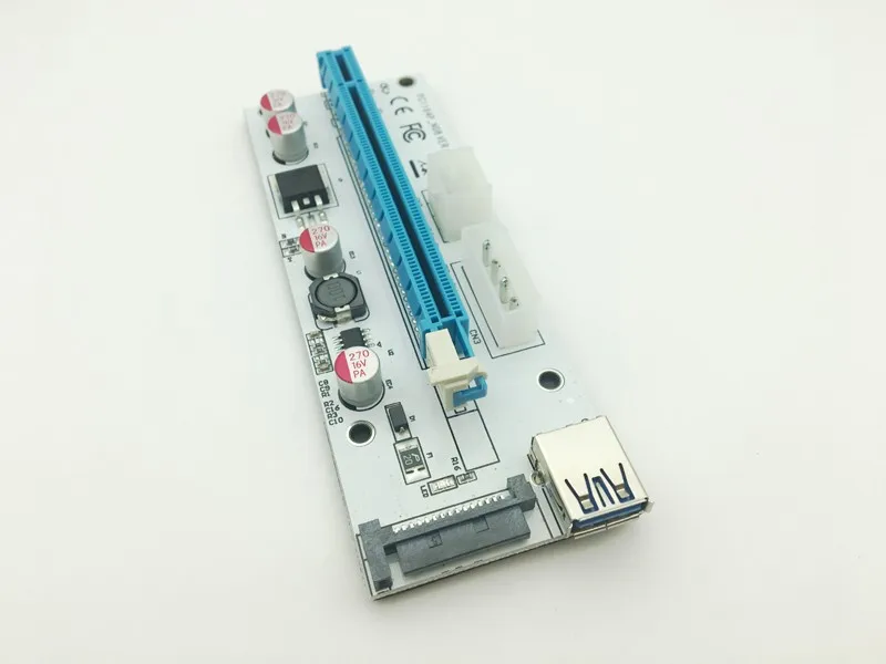 Новый Белый PCI-E Riser 008 Express 1X 4x 8x 16x расширитель PCI E USB 008S адаптер SATA 15pin для BTC Miner USB3.0 |