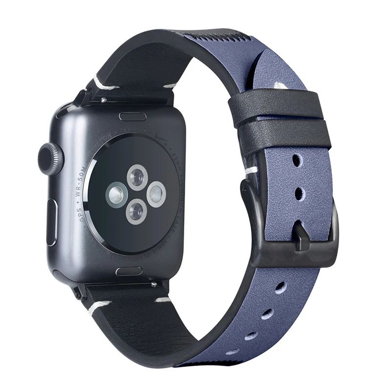 

Ремешок кожаный для Apple Watch Band 44 мм 40 мм 42 мм 38 мм, спортивный браслет из воловьей кожи сверху для наручных часов iwatch Series 5 4 6 SE