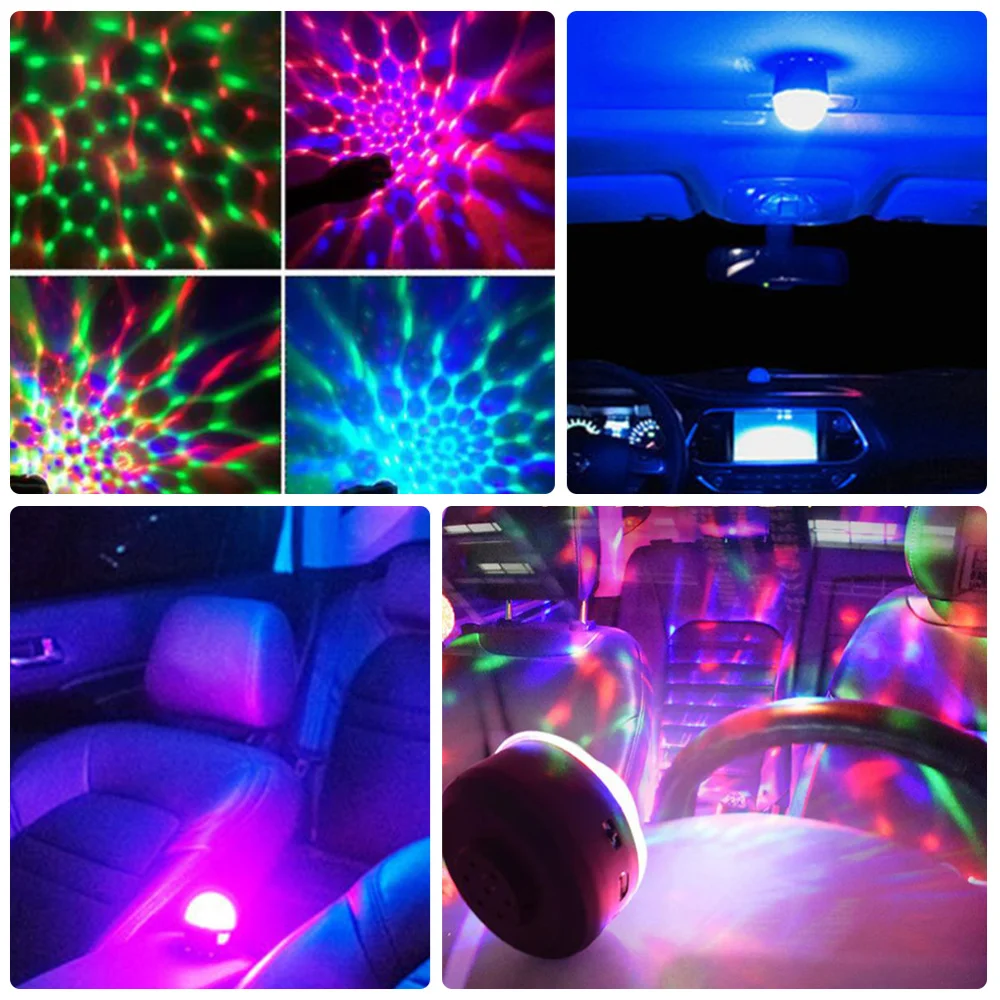

1pc Voice Control Stage Lamp Disco Light Colorful USB Crystal Lamp Black