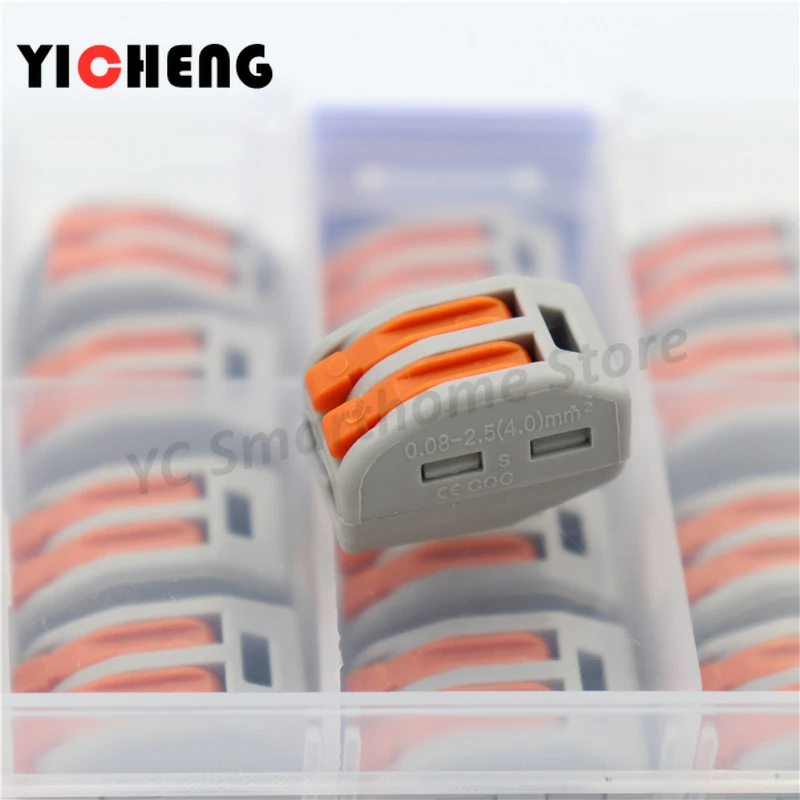 100 шт. Универсальный Компактный проводной соединитель 2-контактный клеммный блок