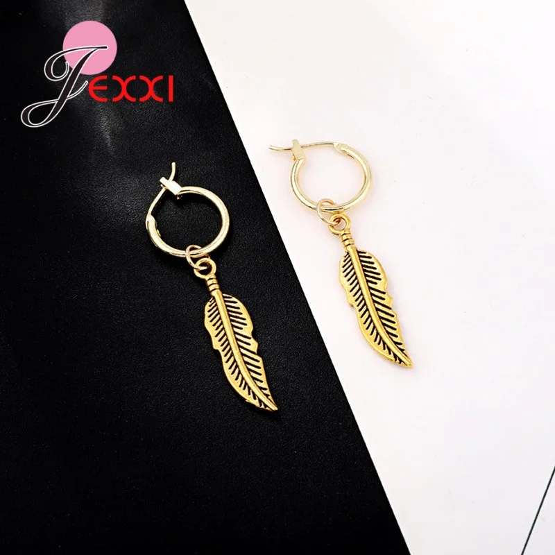 

Authentic 925 Sterling Silver Vintage Feather Wings Drop Earrings for Women Ball Party Accessories Jewelry Fast Ship