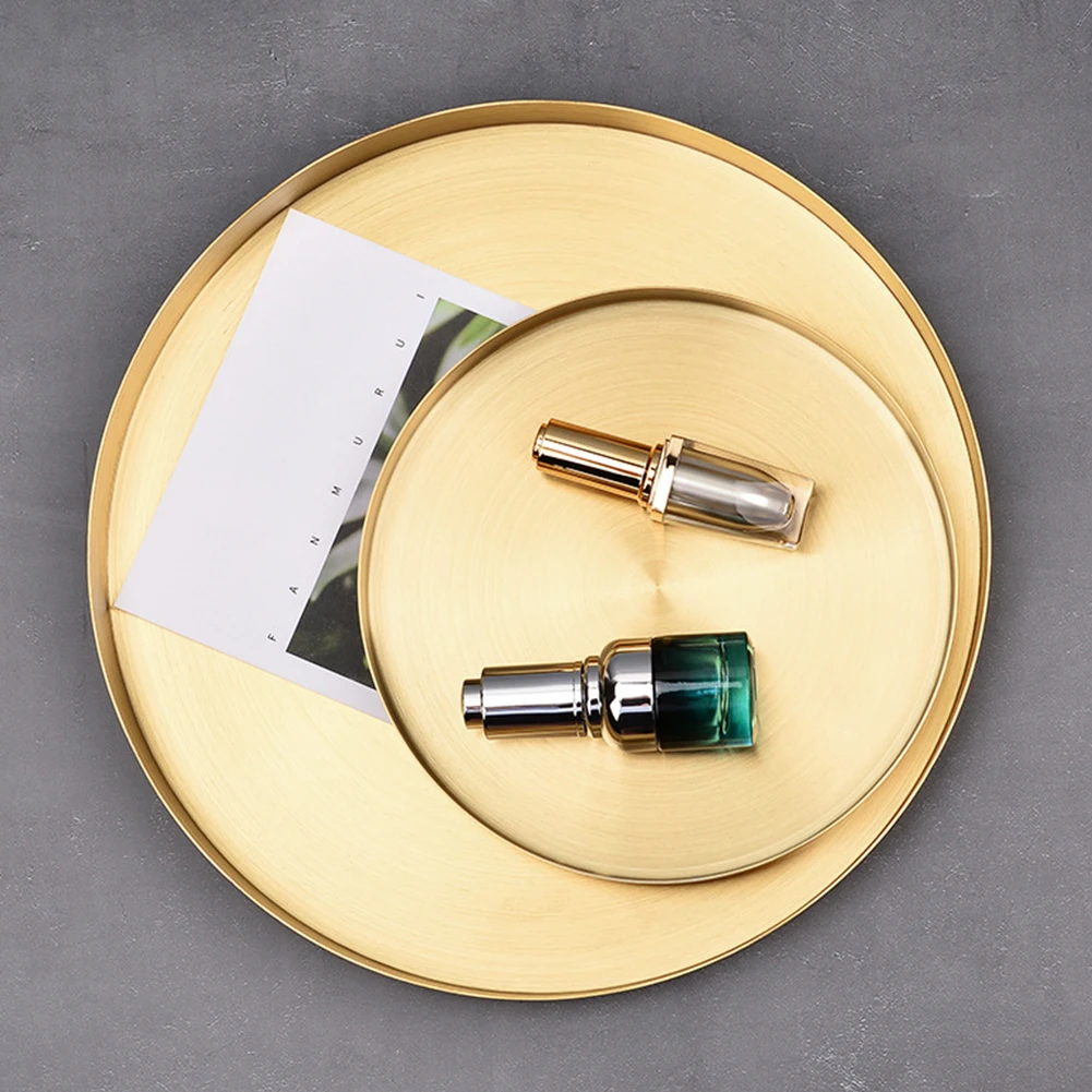 Kitchen Stainless Steel Storage Tray Space Saving Organizer Jewelry Display Plate Round Shape Multifunctional Bathroom Gold | Дом и сад
