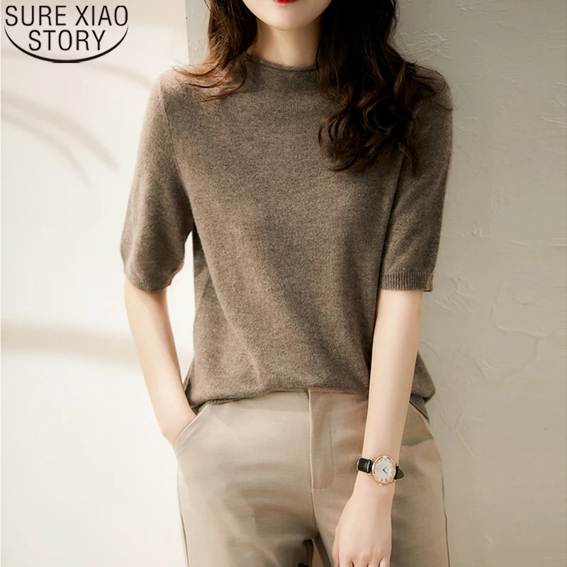 

Solid Loose Half-Turtleneck Knitted Women Clothing Shirts Tops 2022 New Casual Women Tops Summer Fashion Korean Clothes 13777
