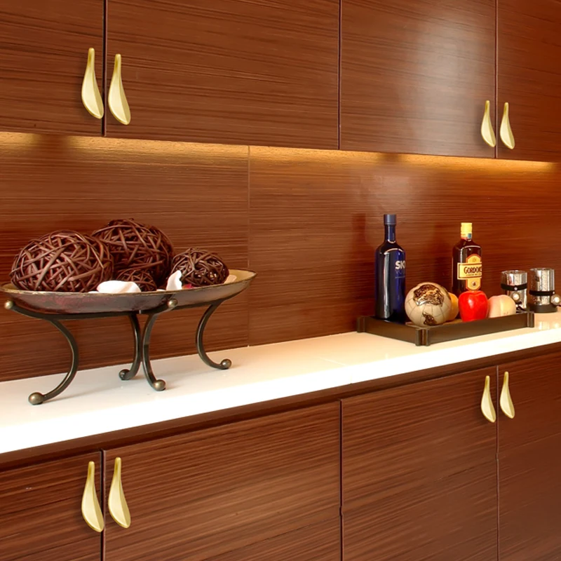 

YUTOKO 1piece Nordic Style Solid Brass Gold Leaf Shaped 32mm Cabinet Knob Door Pulls Furniture Handles Knob