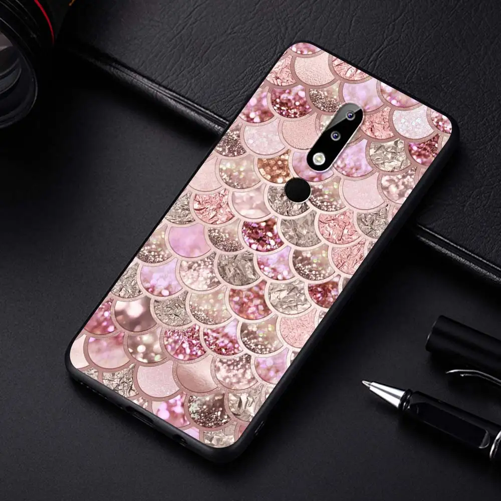 Цвет: розовый золотистый Роза с блестками сердца силиконовый чехол для