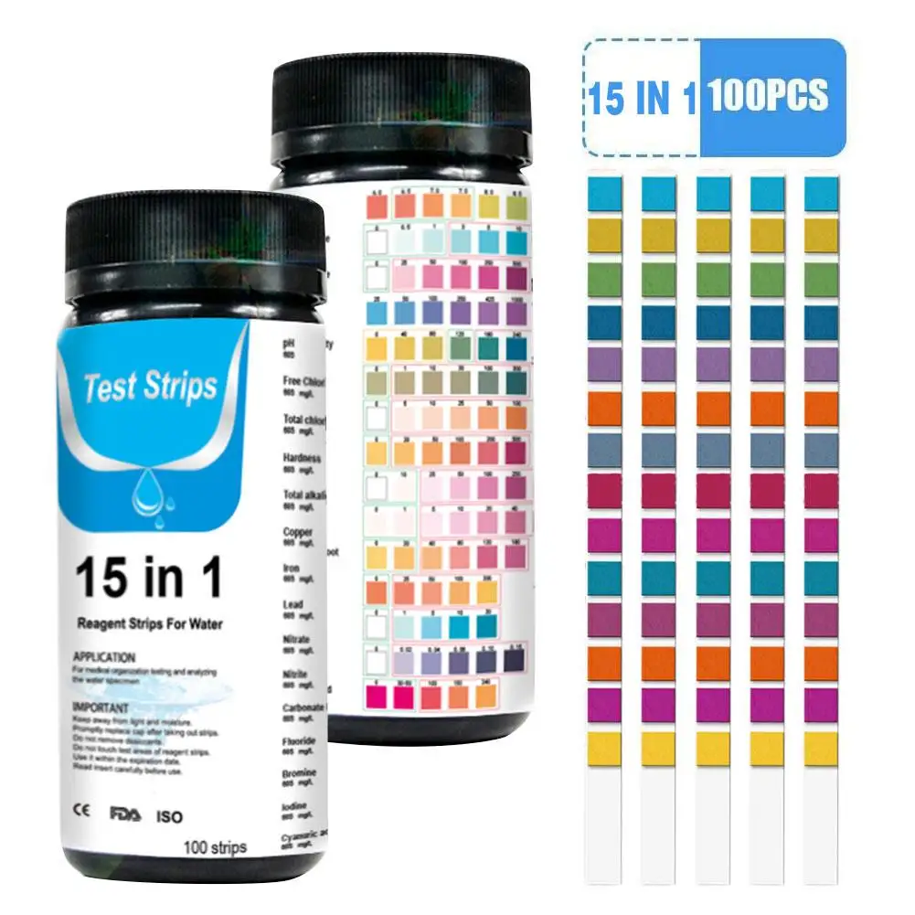 

15-in-1 Water Test Strip For Checking Water Quality Test Aquarium Fish Tank Pool Water Drinking Water Test Strip