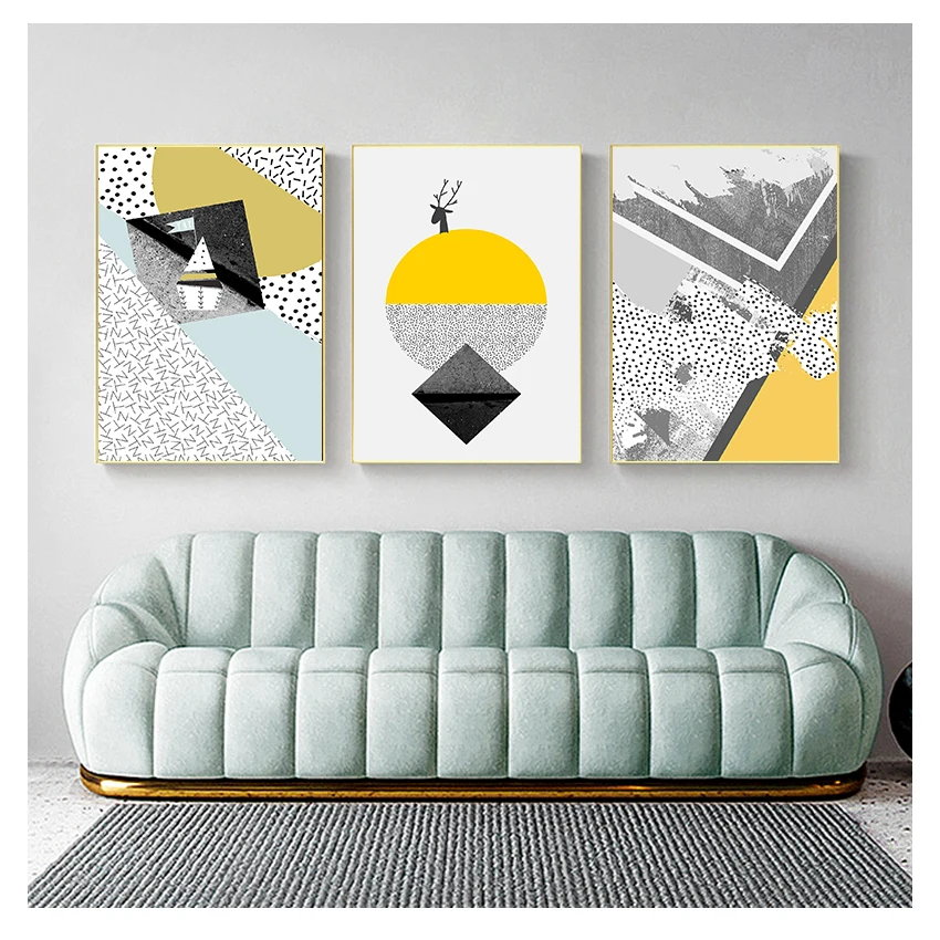 

Image Wall Art Prints Triangle Rectangle Canvas Paintings Home Decor Poster Workingroom Modern Style Coloful Geometry