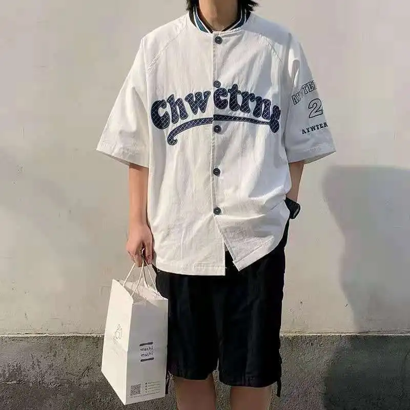 Летняя американская вышитая надпись уличный Бейсбольный воротник женские