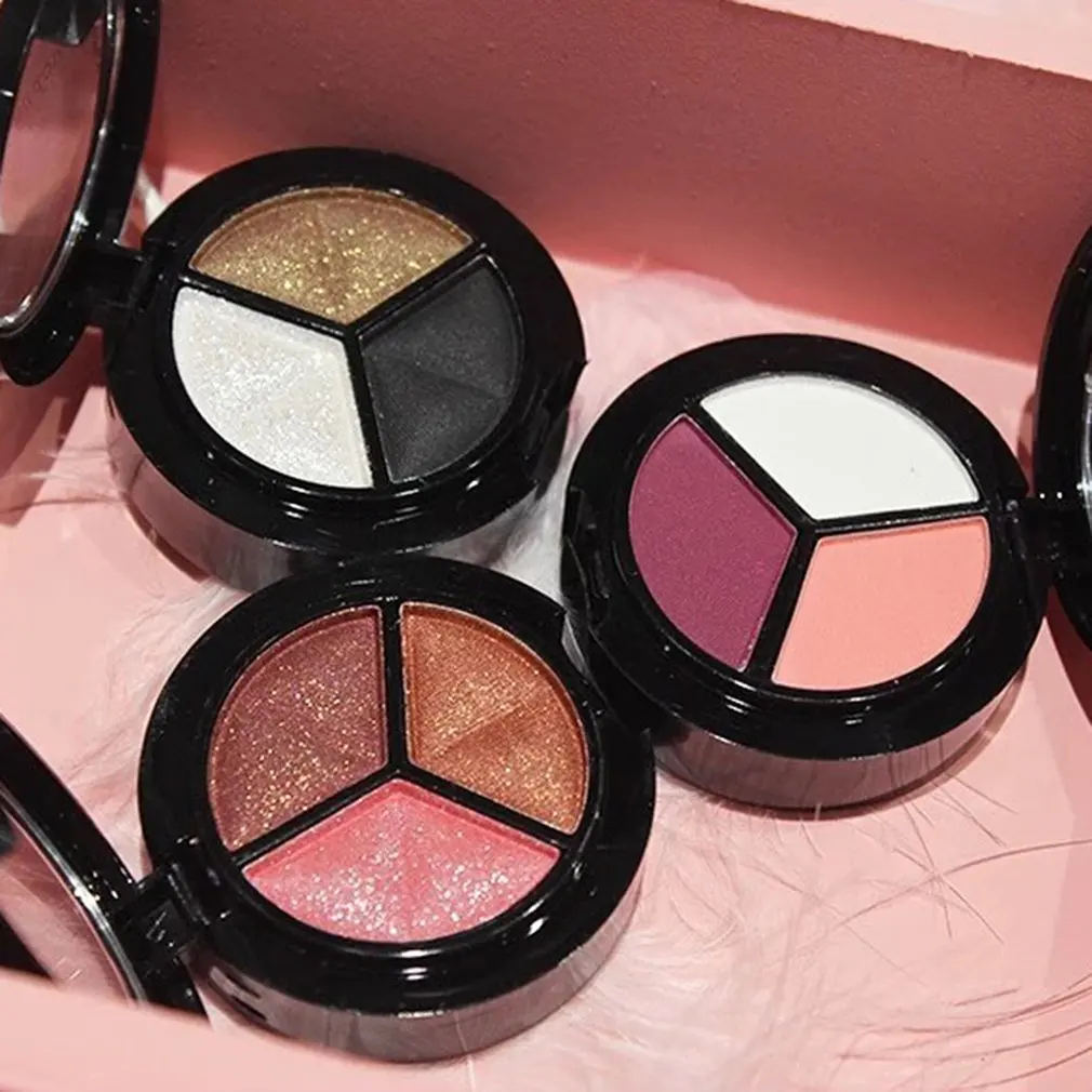 Three Colors Pearly Long Lasting EyeShadow Smoked Eye Makeup Shiny Shimmer Easily Wearing Highly Pigmented |