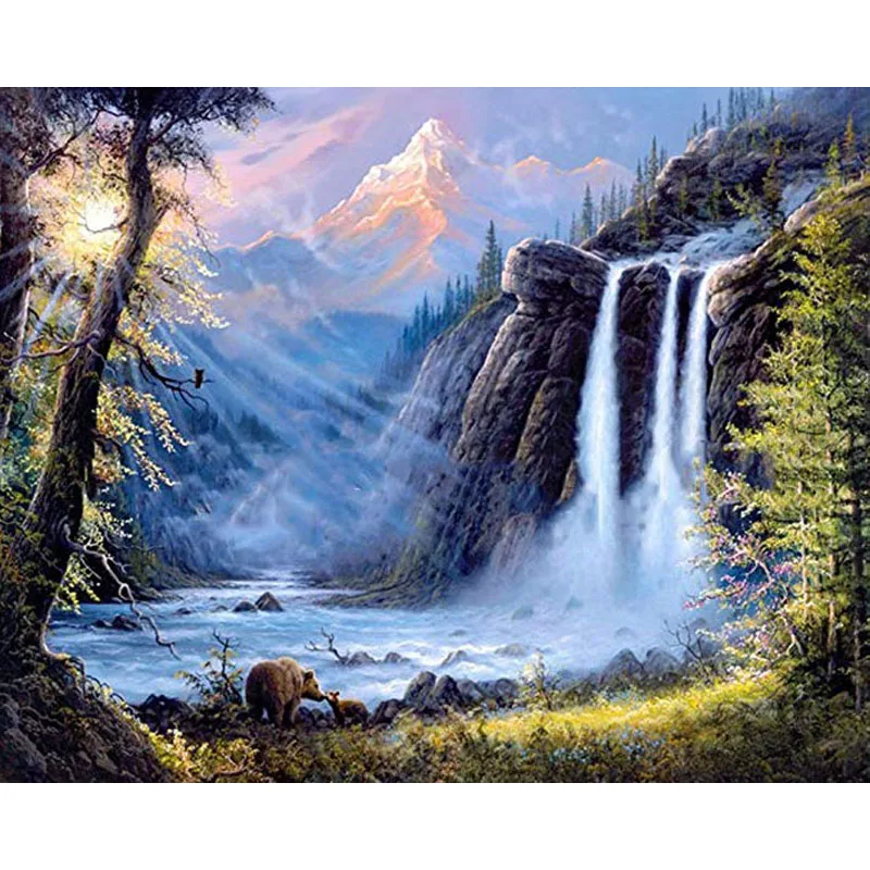5D алмазная вышивка пейзаж водопад живопись крестиком полная Алмазная фотография