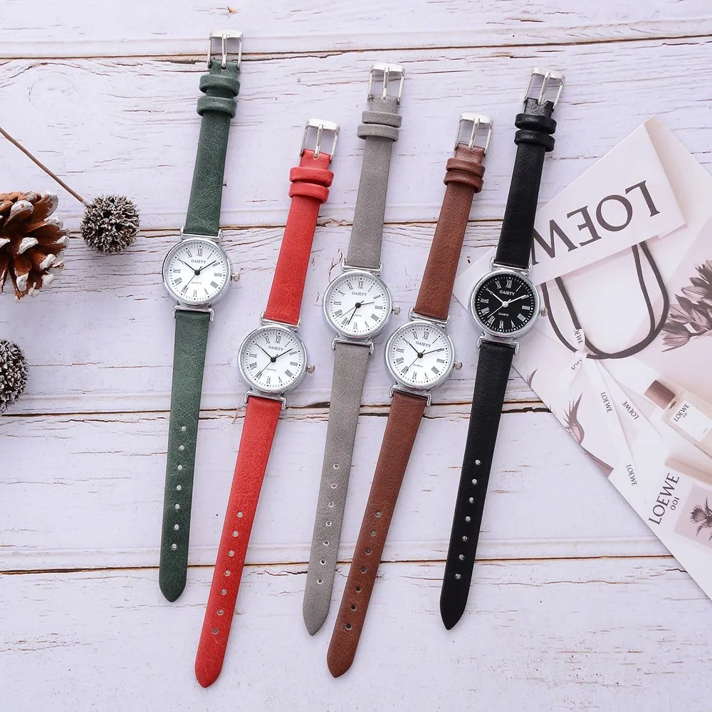 Женские часы модные кожаные аналоговые кварцевые круглые наручные