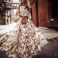 2020 summer long maxi dress women plus size 3xl vintage floral print boho sundress casual party vestido femme chiffon dresses