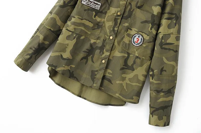 HZIJUE модная одежда с длинными рукавами chaqueta militar пальто Для женщин зеленые куртки в стиле милитари с вышивкой из Для женщин жакет, блузы, пальто