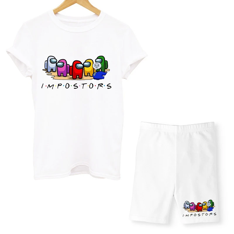 Женский комплект из 2 х предметов футболка и шорты с принтом Игры среди нас летний