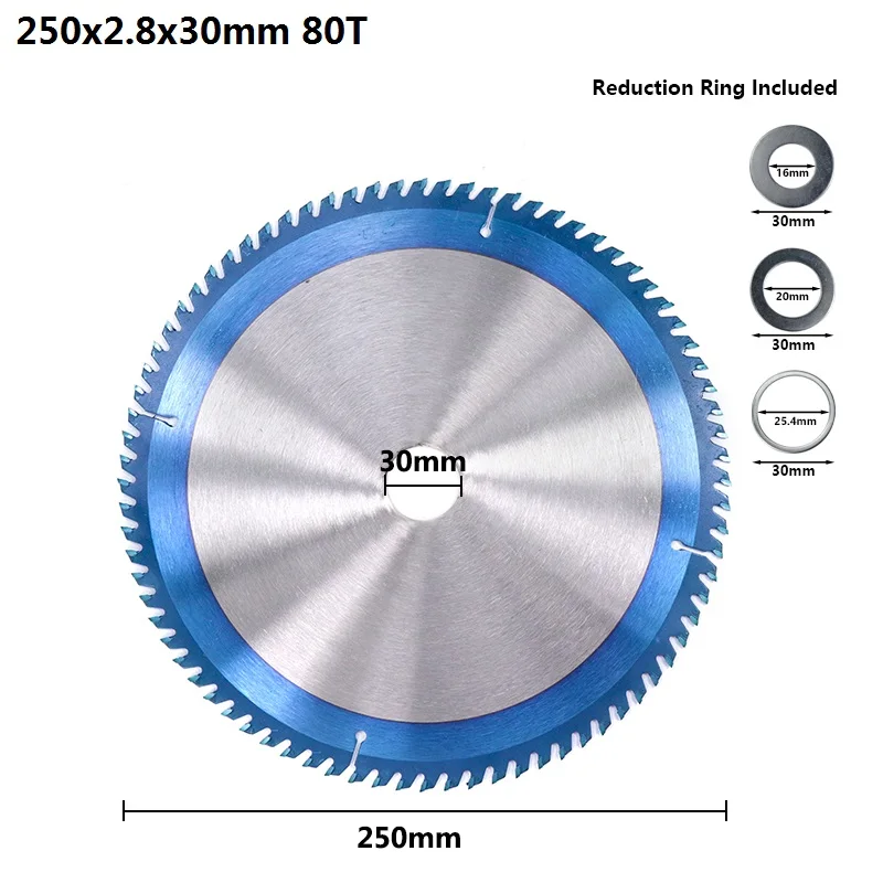 250x2.8x30x80T XCAN 1 шт. 165-300 мм TCT пильный диск Nano голубое покрытие циркулярная пила Лезвие для обработки древесины режущие диски твердосплавный пильный диск - Цвет: 250x2.8x30x80T