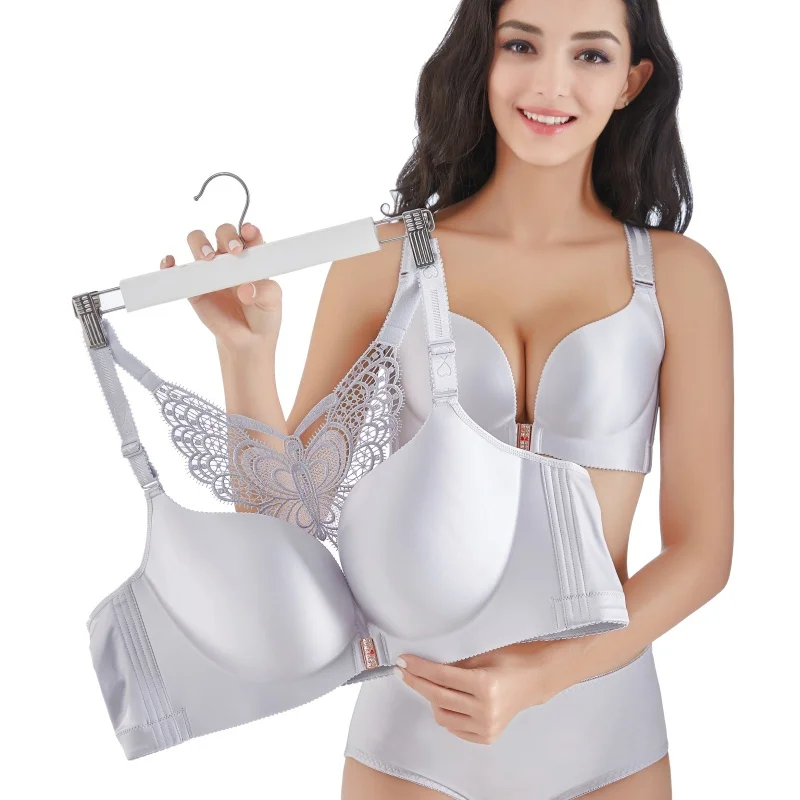 

Women Plus Size Sexy Push Up Bra Front Closure Butterfly Brassiere Backless Bralette Breast Seamless Bras