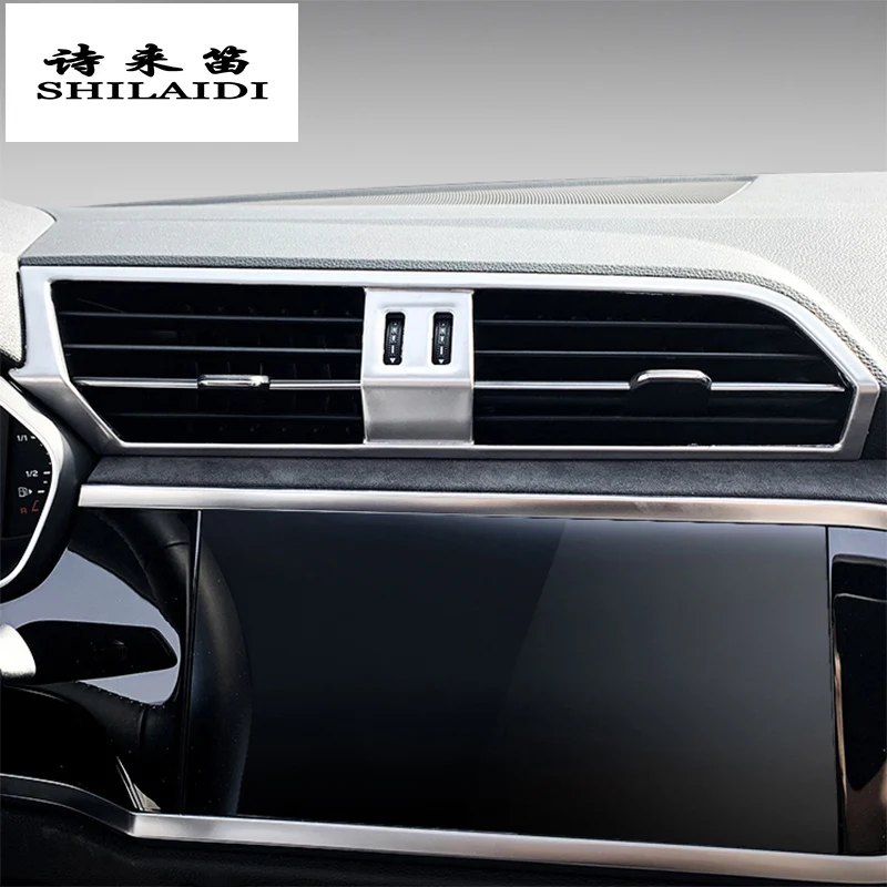 

Car Styling AC Front air Outlet Trim Frame Decoration Central control panel Stickers Cover For Audi Q3 2019 Interior Accessories