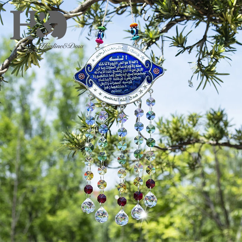 H& D DIY счастливый Хамса турецкий синий сглаза Кристалл Шарм Suncatcher кулон ветер колокольчик амулет дома стены сада висячие украшения