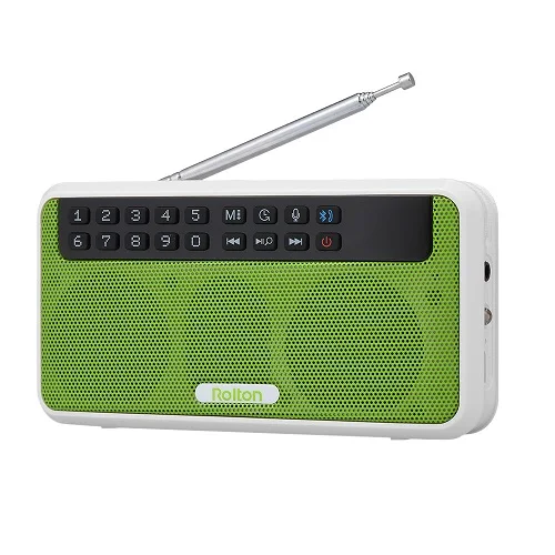 Green Rolton E500 6 Вт беспроводной Bluetooth динамик Портативный цифровой FM радио Hi-Fi стерео tf музыкальный проигрыватель с светодиодный дисплей для ПК/телефона - Цвет: Green
