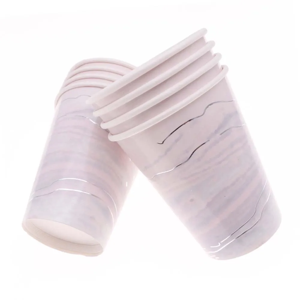 cup8pcs Одноразовая тарелка для торта на день рождения, Рождество, розовые вечерние украшения, макет, бумажная тарелка, посуда - Цвет: cup8pcs