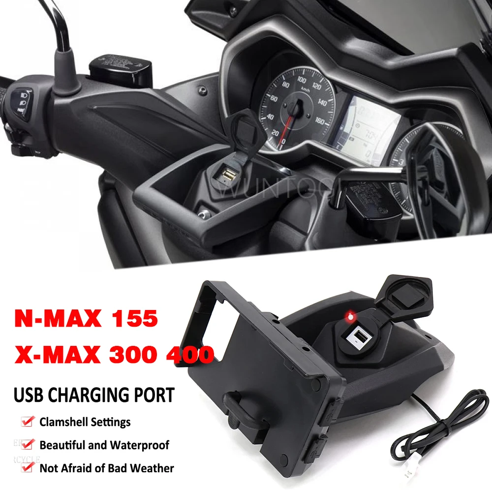 

Motorcycle GPS Phone Navigation Bracket Wireless USB Charging Port Holder Mount For YAMAHA NMAX 125 X-MAX 300 XMAX400 N-MAX 155