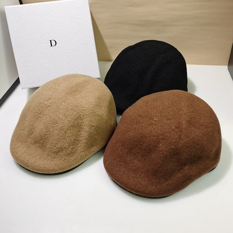 

High Quality Wool Felt Beret Hat Ins Hot Sale Pumpkin Boinas Fall Winter Fashion Painter Visors Caps Advance Hats Beanies Women