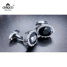 GHROCO-gemelos ovalados de piedra negra para hombre, camisa de vestir con puños franceses, Popular en Europa y América, gran regalo para él