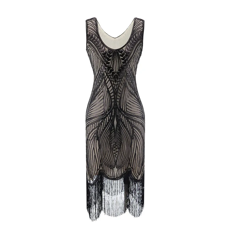 

1920s The Gatsby Retro Style Handmade Beaded Sequins Fringed Dress 20S Cosplay for Women Evening Party Dresses Vestidos 4XL
