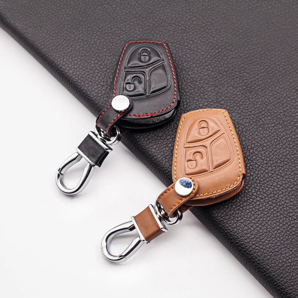 Carrying leather car key cover case For Mercedes-benz A CLASS W169 B C E S R C200E 260L GLK300 2 buttons remote | Автомобили и