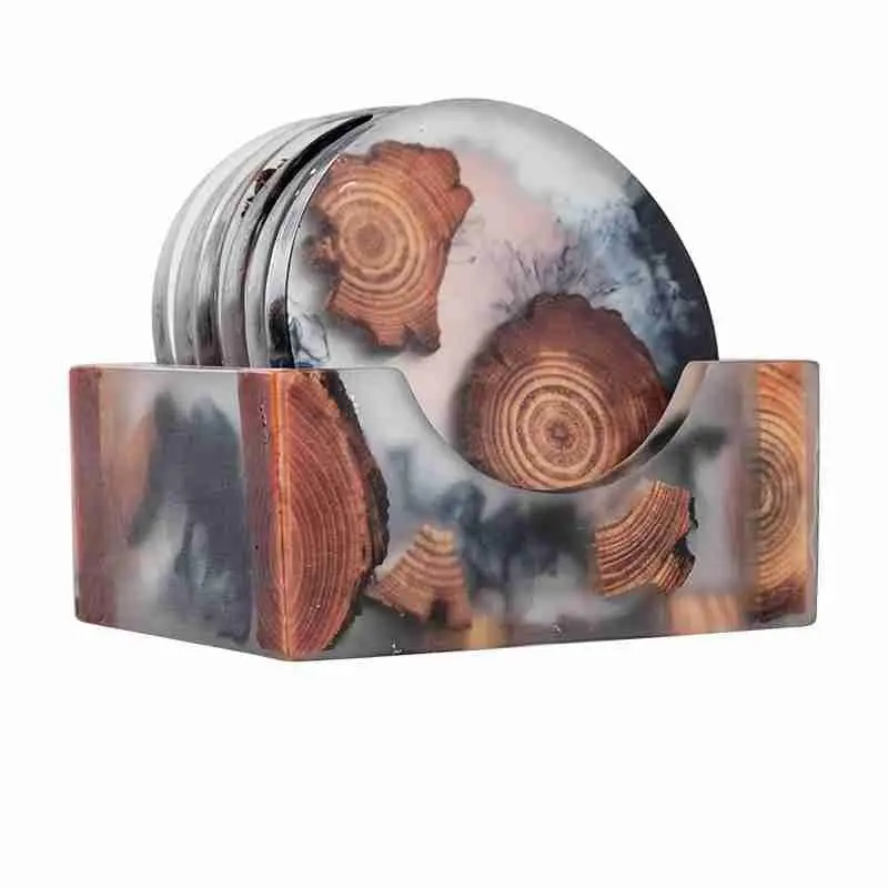

Creative resin pine coaster tea set accessories tea ceremony home tea cup tea mat set bamboo kung fu tea coaster LB61708