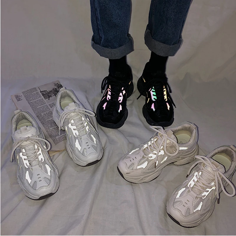 Кроссовки женские светящиеся теннисная обувь модные повседневные на платформе 40