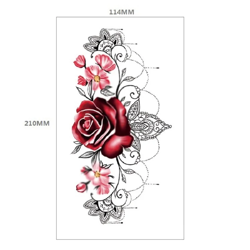 

Lotus color chest and shoulder sexy disposable tattoo stickers lion crown rose art waterproof tattoo stickers