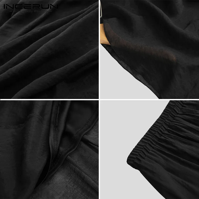 

INCERUN Mens Loose Elastic Waist Casual Skirts Fashion Solid Color Skirts Spring Male Korean Style Long Skirts Streetwear 5XL 7
