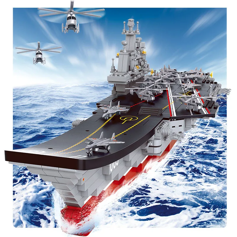 

SLuban Military Warship Sets 1:450 Blocks B0399 1058PCS liaoning Warship Modle Carrier Toy For Childs Create your own War Blocks