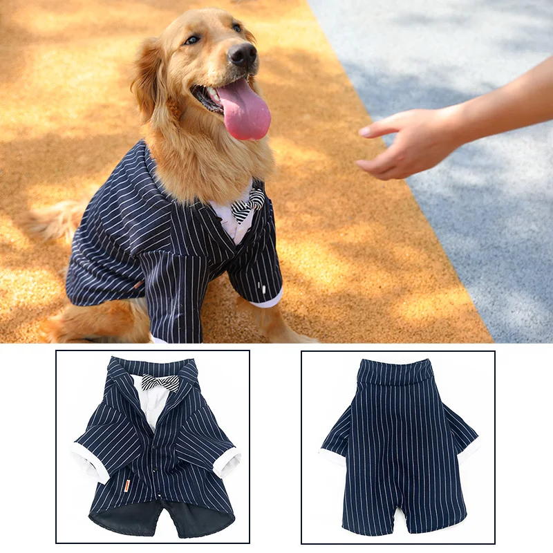 Новый красивый костюм для больших собак полосатый с галстуком-бабочкой одежда 3XL