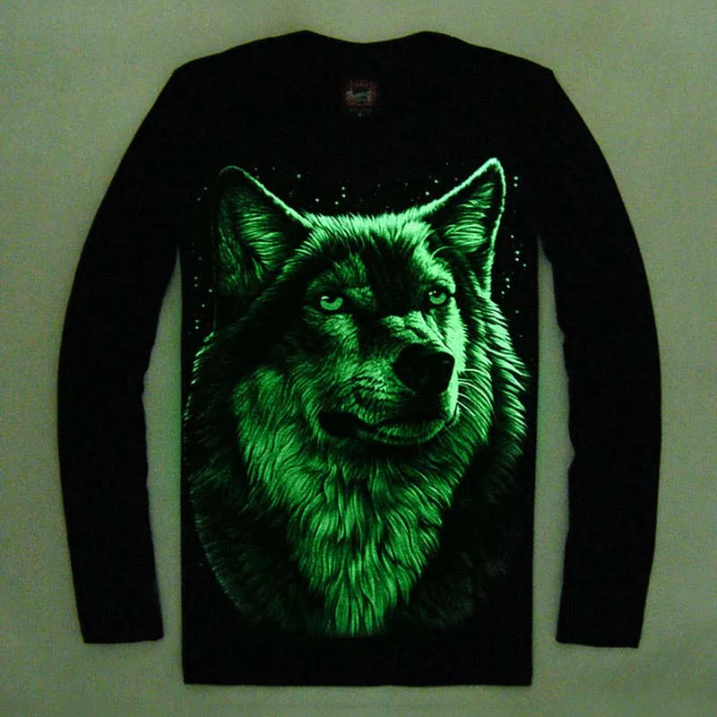 

Luminous 3D Men T-shirts Tops Rock Hip Hop Funny T shirt Cotton Skull Printed Vintage Streetwear Spring Winter Man T-shirt Tops