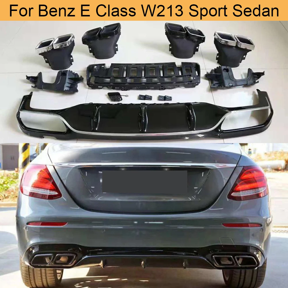 

Задний диффузор для Mercedes-Benz E Class W213 Sport E43 AMG задний бампер диффузор спойлер из нержавеющей стали выхлопные наконечники 2016 2017
