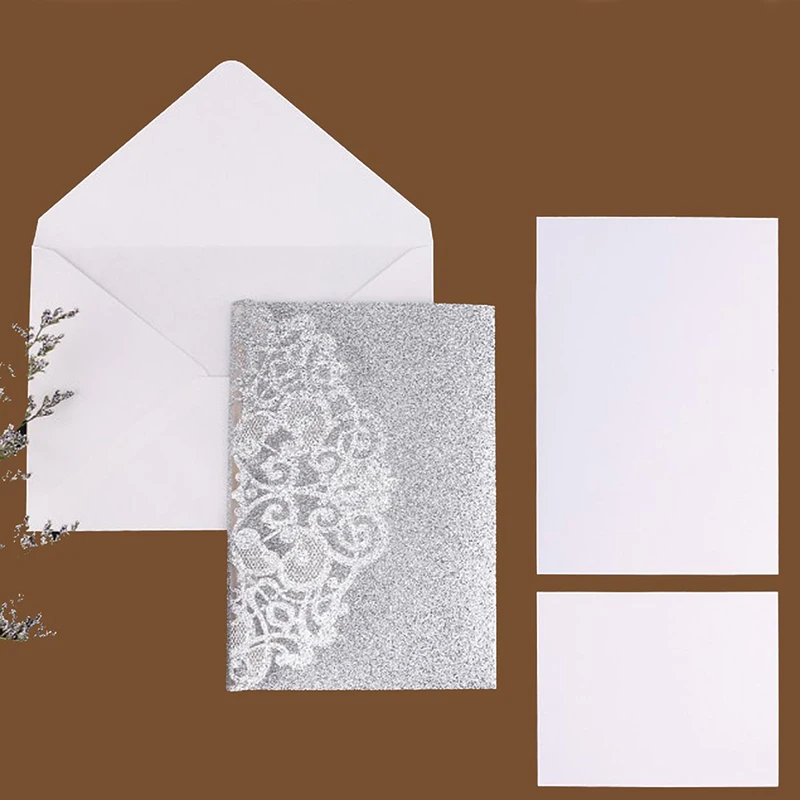 100 шт блестящая бумага лазерная резка свадебные пригласительные открытки для