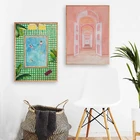 Акварельная тропическая живопись в стиле бохо, шикарный настенный плакат, растительный плакат, плавательный бассейн, холст, принты в марокканском стиле, декоративные картины